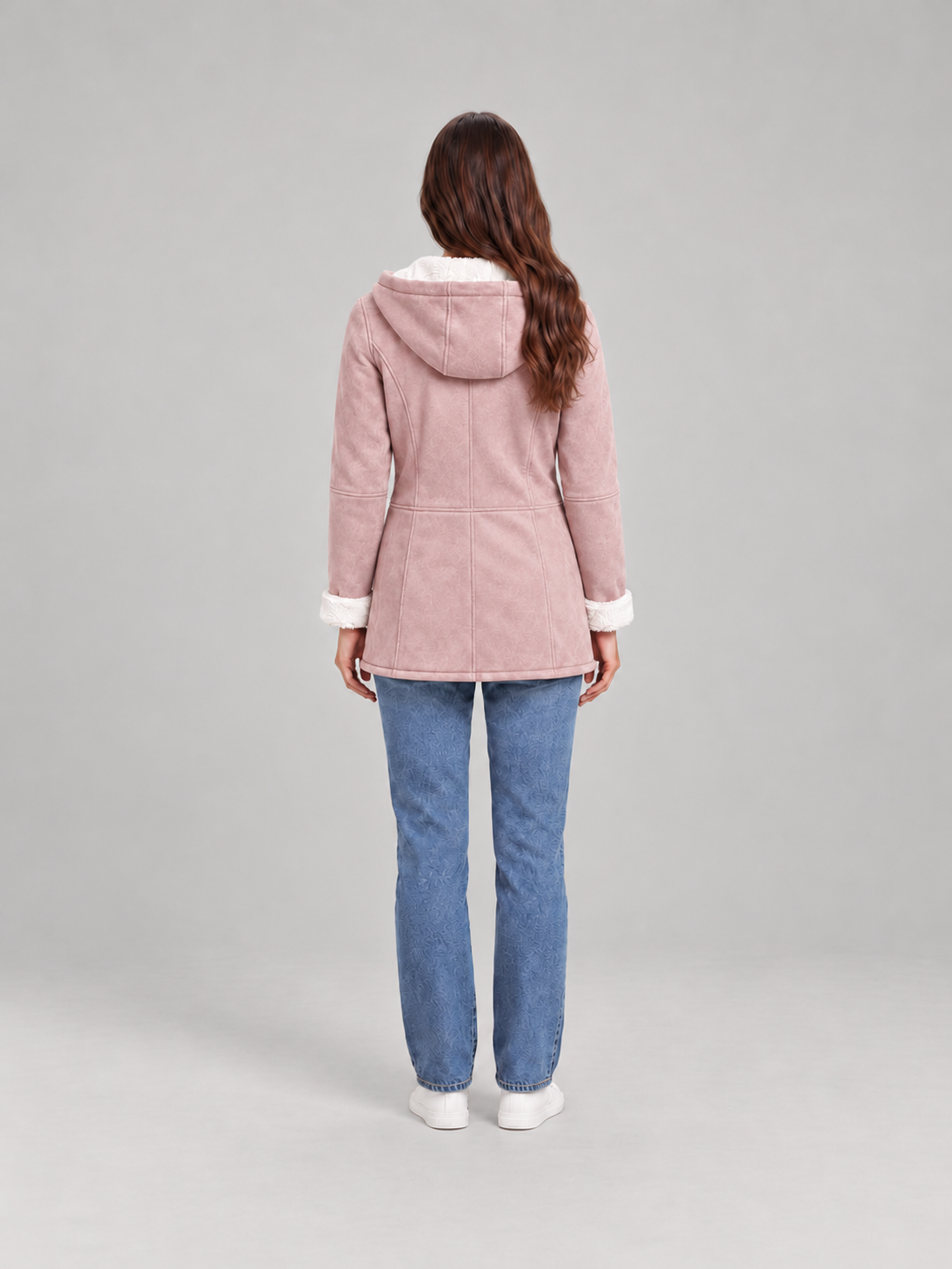 Maëlle | Dames winterjas in suèdelook met capuchon en fleecevoering