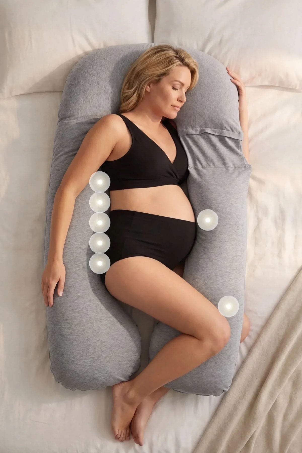 MamaToBe® Katoenen zwangerschapskussen 3-in-1 met voedingsfunctie - grijs