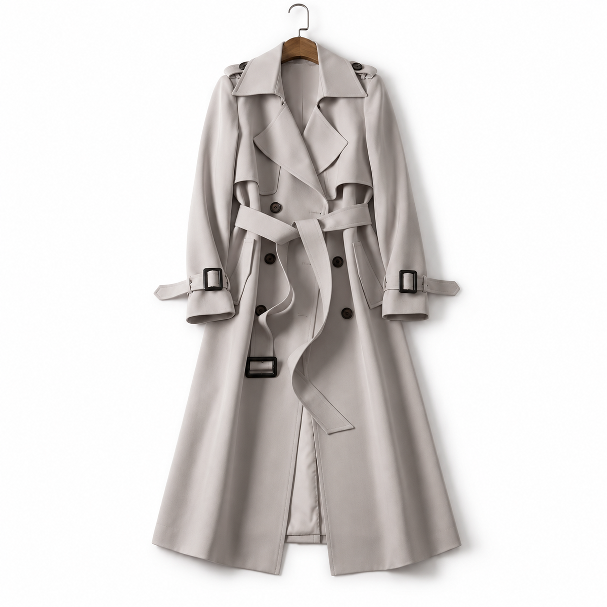 Noëlle | Dames trenchcoat met ceintuur en dubbele knoopsluiting