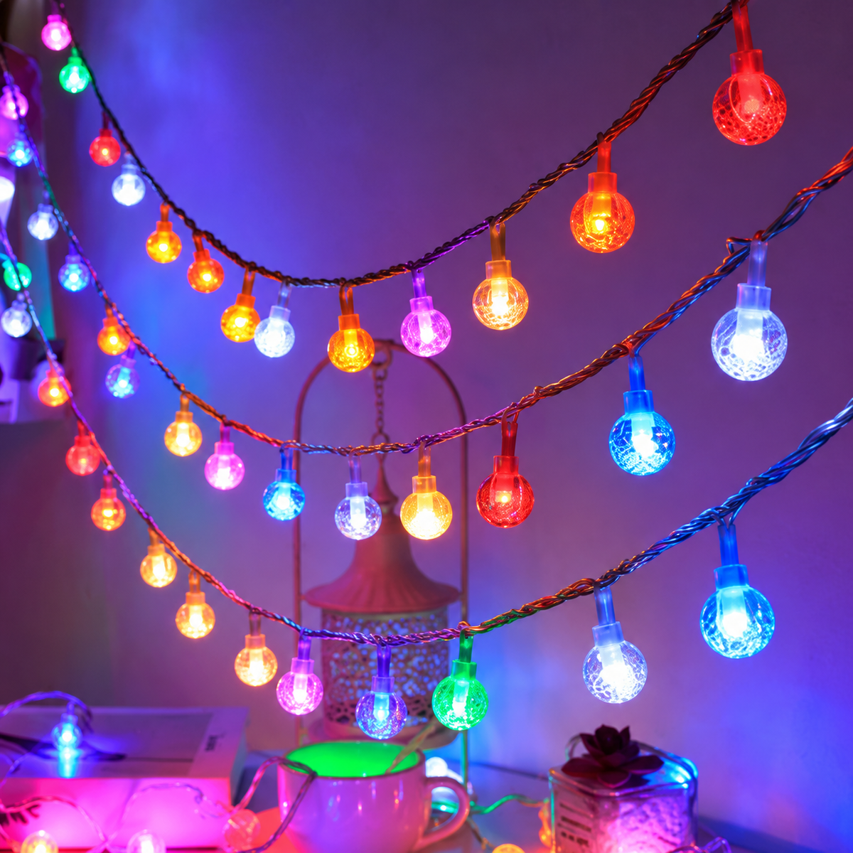 LED kerstverlichting met sterren of bolletjes – USB of solar