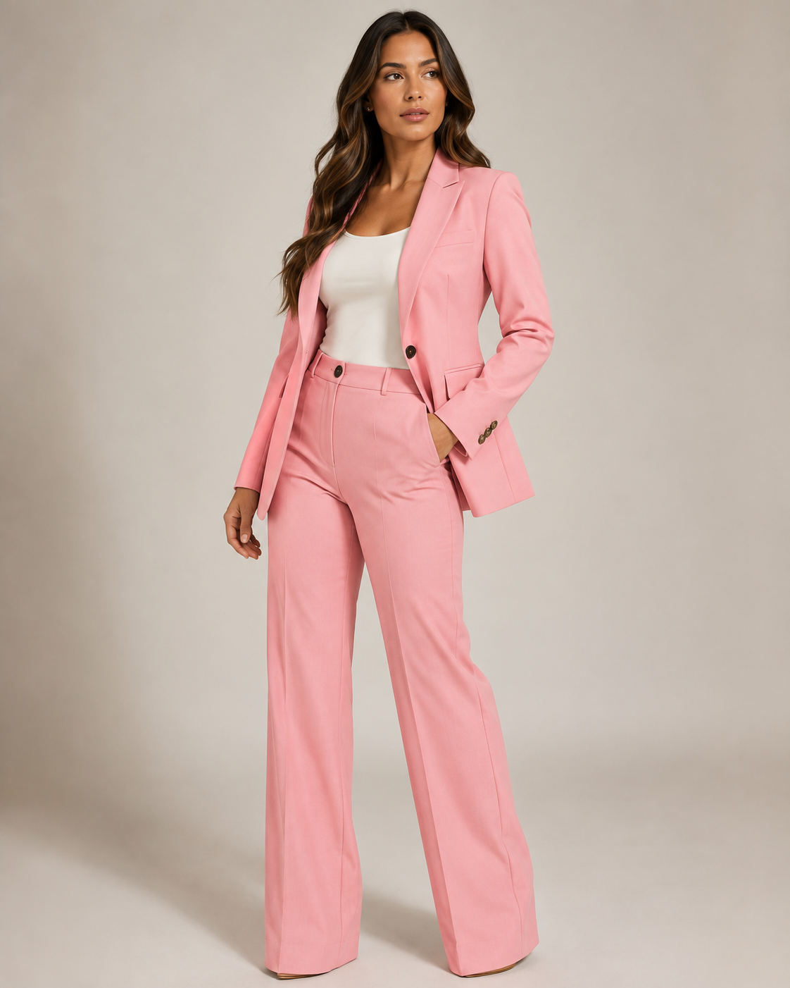 Getailleerd damespak met blazer en rechte broek | Valérie
