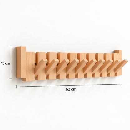 Clavis | Houten piano kapstok met inklapbare haken