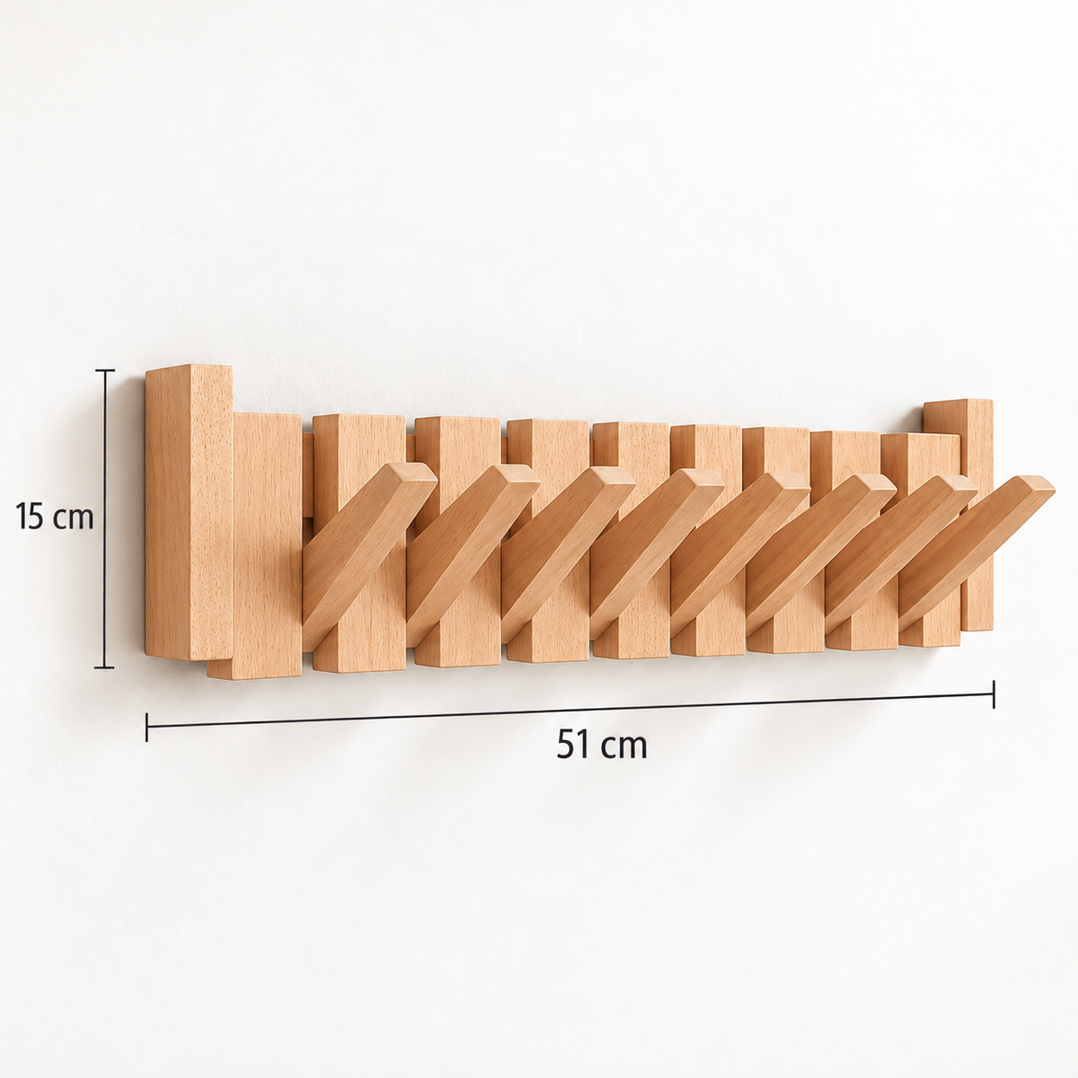 Clavis | Houten piano kapstok met inklapbare haken