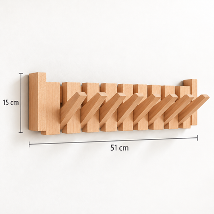 Clavis | Houten piano kapstok met inklapbare haken