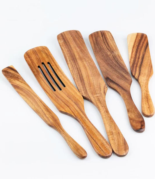 Noren | Houten keukengerei set met lepels en spatels, 5-delig