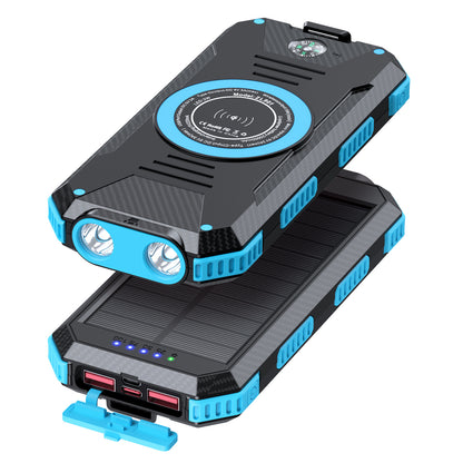 Solar powerbank 10000 mAh met draadloos opladen en kompas