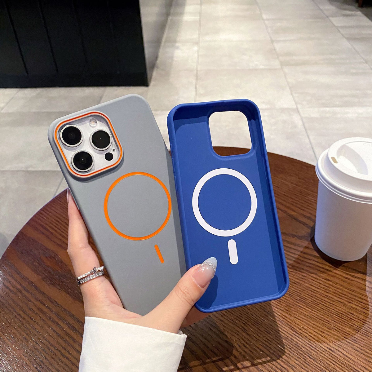 iPhone hoesje | Met magnetische ring en contrastdetails