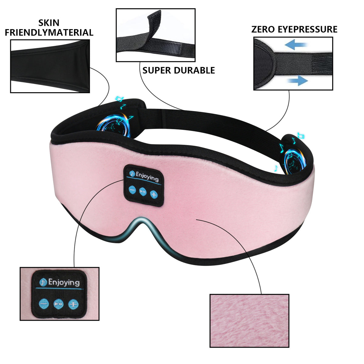 Slaapmasker met Bluetooth – 3D Oogmasker met Ingebouwde Koptelefoon