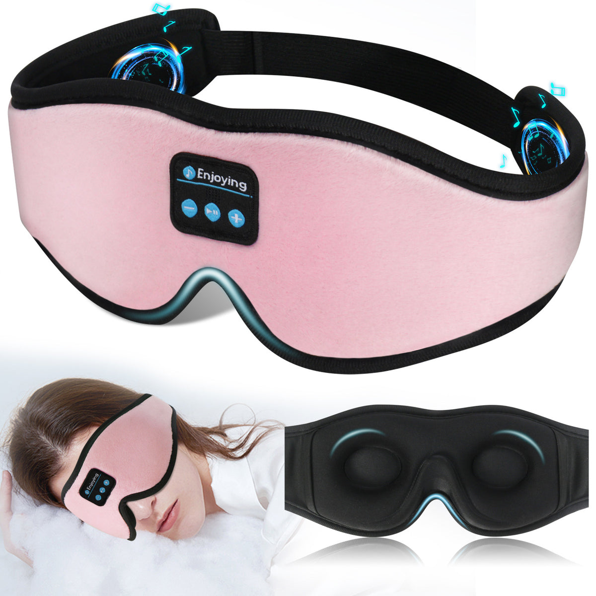 Slaapmasker met Bluetooth – 3D Oogmasker met Ingebouwde Koptelefoon