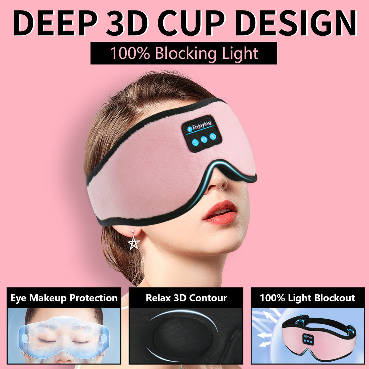 Slaapmasker met Bluetooth – 3D Oogmasker met Ingebouwde Koptelefoon