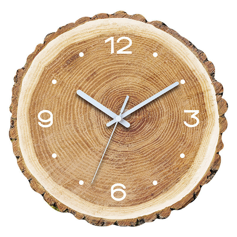 Gaspard | Ronde wandklok met houtlook en boomstamdesign