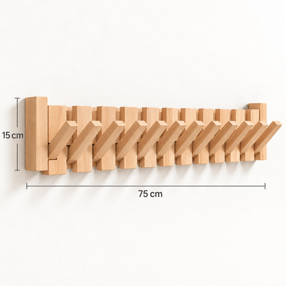 Clavis | Houten piano kapstok met inklapbare haken