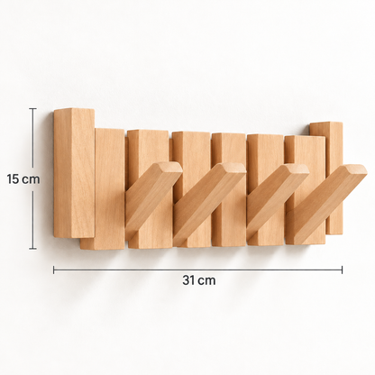 Clavis | Houten piano kapstok met inklapbare haken