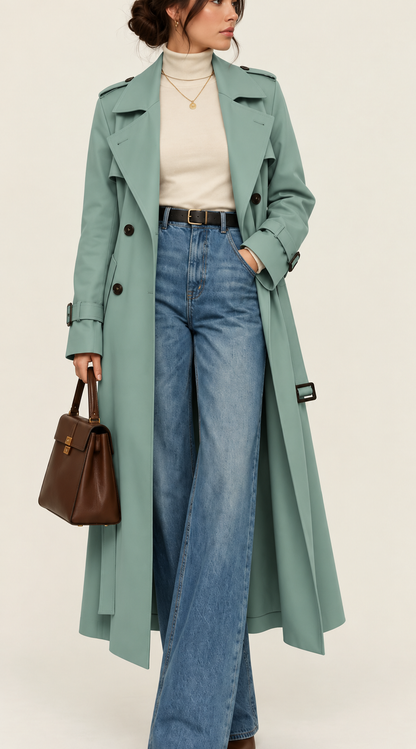 Noëlle | Dames trenchcoat met ceintuur en dubbele knoopsluiting
