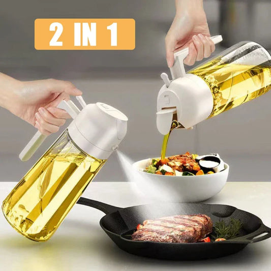 Olijfolie Spray 2-in-1 – Glazen Oliefles & Dispenser 470 ml