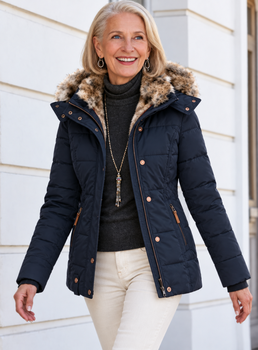 Maren | Getailleerde winterparka voor dames met capuchon
