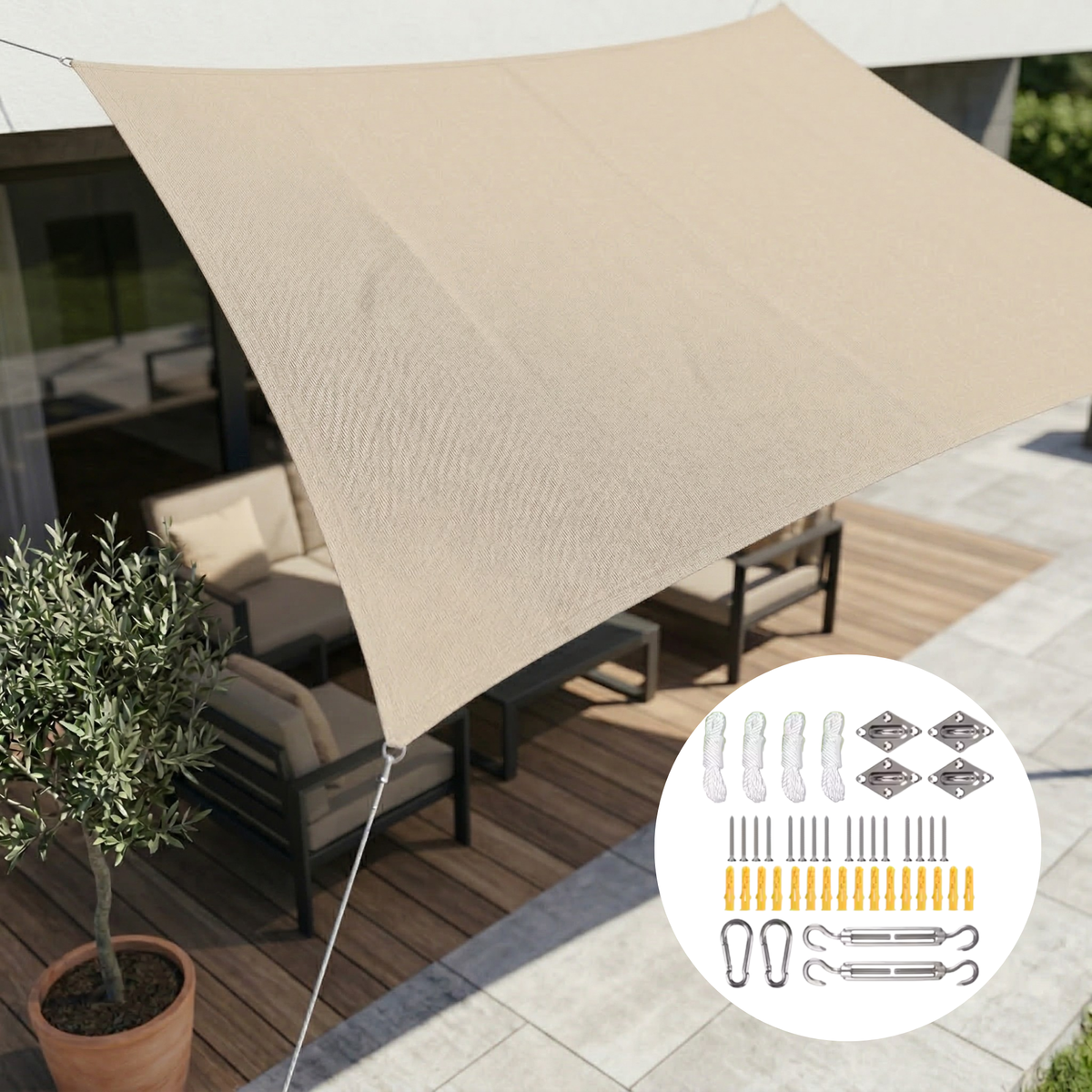Rechthoekig schaduwdoek | Voor tuin, terras en balkon