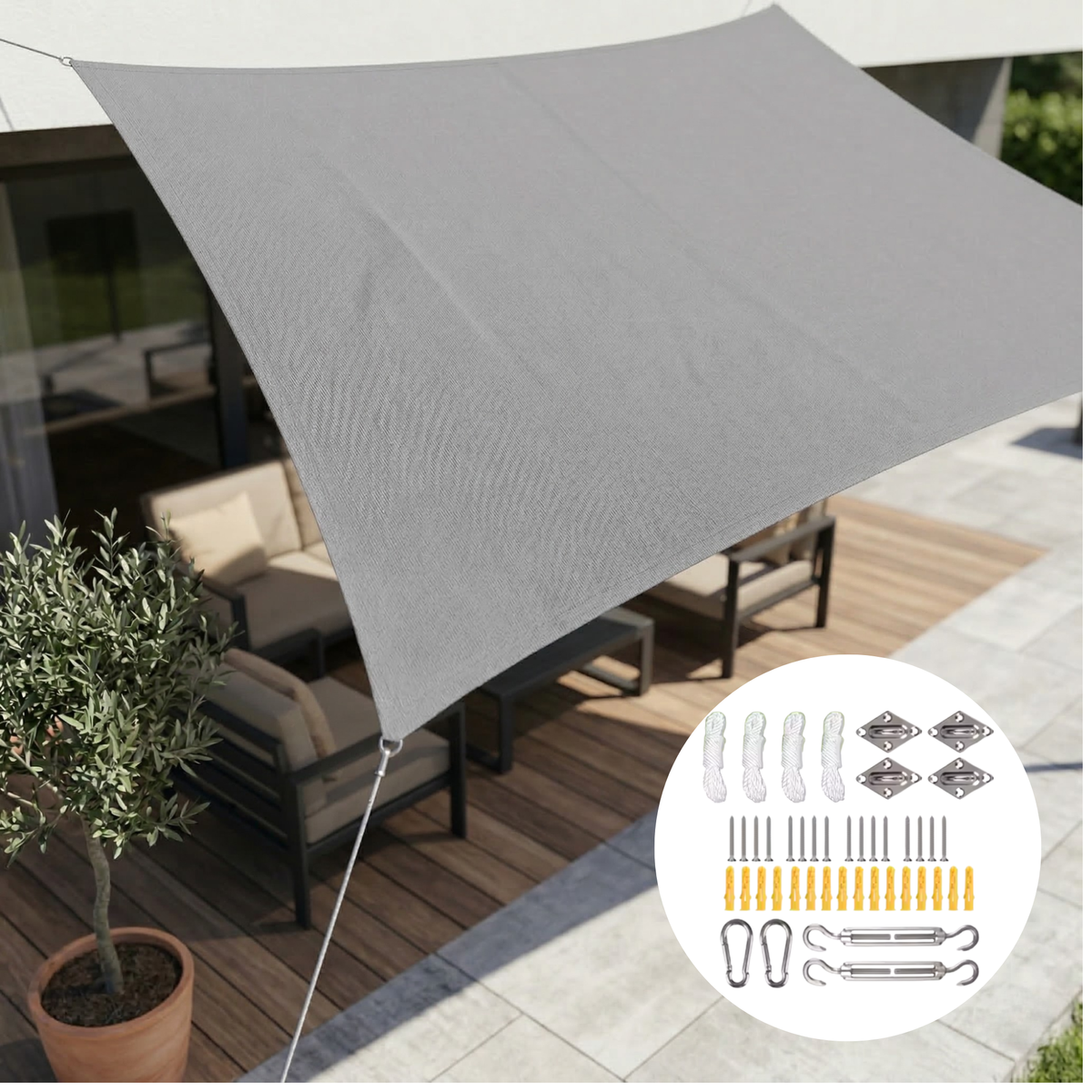 Rechthoekig schaduwdoek | Voor tuin, terras en balkon