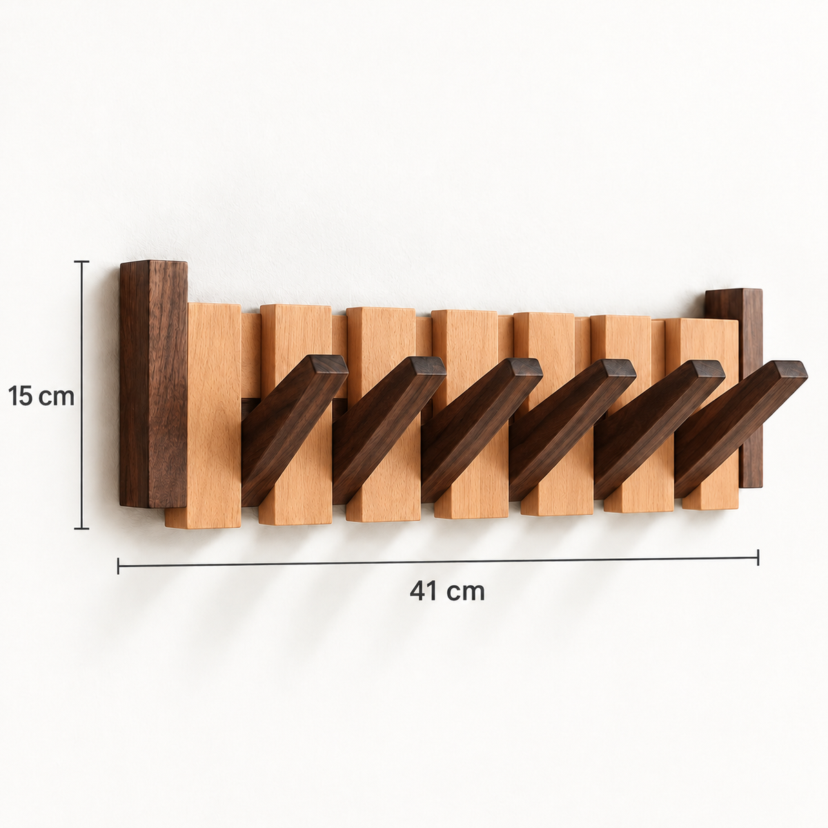 Clavis | Houten piano kapstok met inklapbare haken