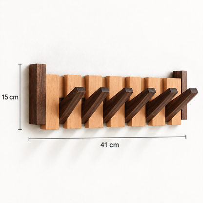 Clavis | Houten piano kapstok met inklapbare haken