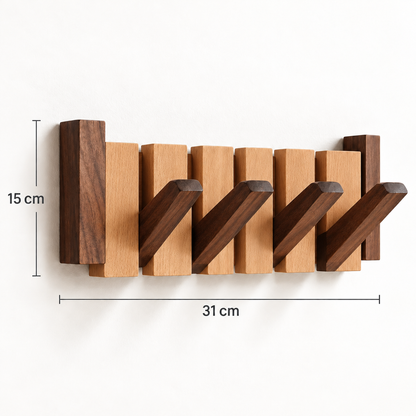 Clavis | Houten piano kapstok met inklapbare haken