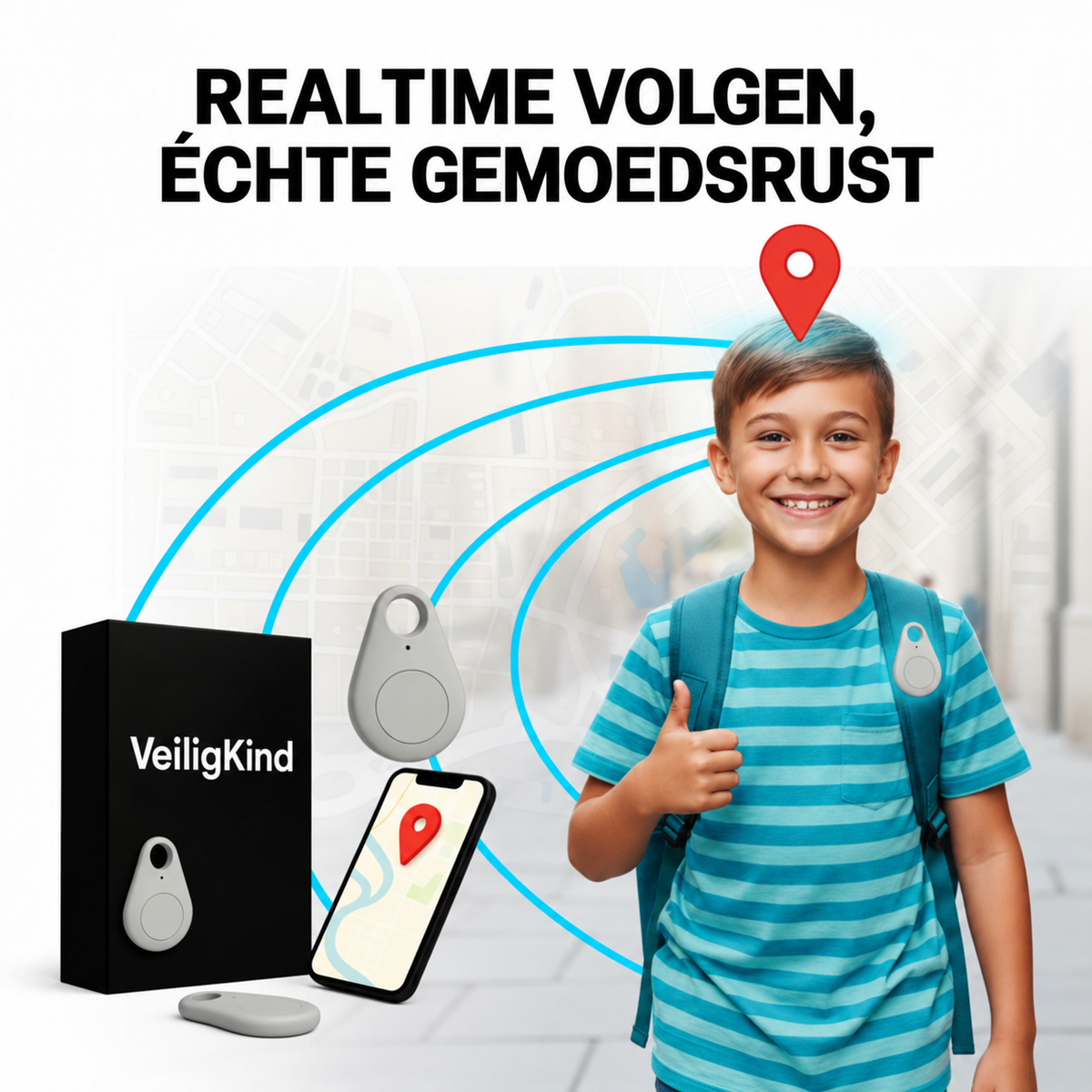 Mini Tracker met App | Voor Kinderrugzakken, Sleutels en Tassen | Klein, Licht en Makkelijk Mee te Nemen | BLYSARA