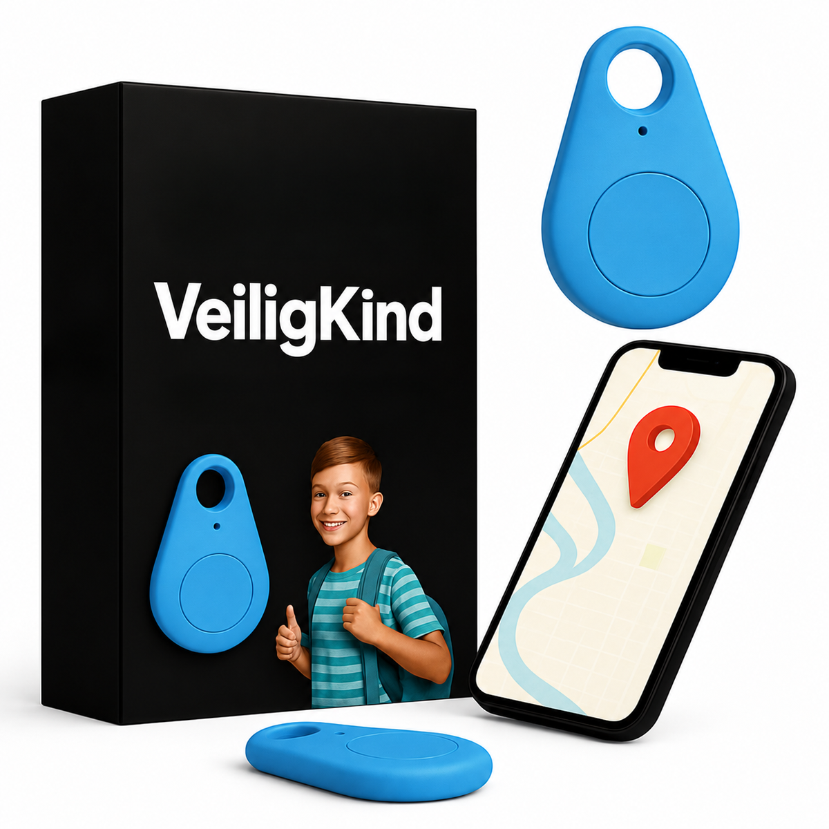 Mini Tracker met App | Voor Kinderrugzakken, Sleutels en Tassen | Klein, Licht en Makkelijk Mee te Nemen | BLYSARA