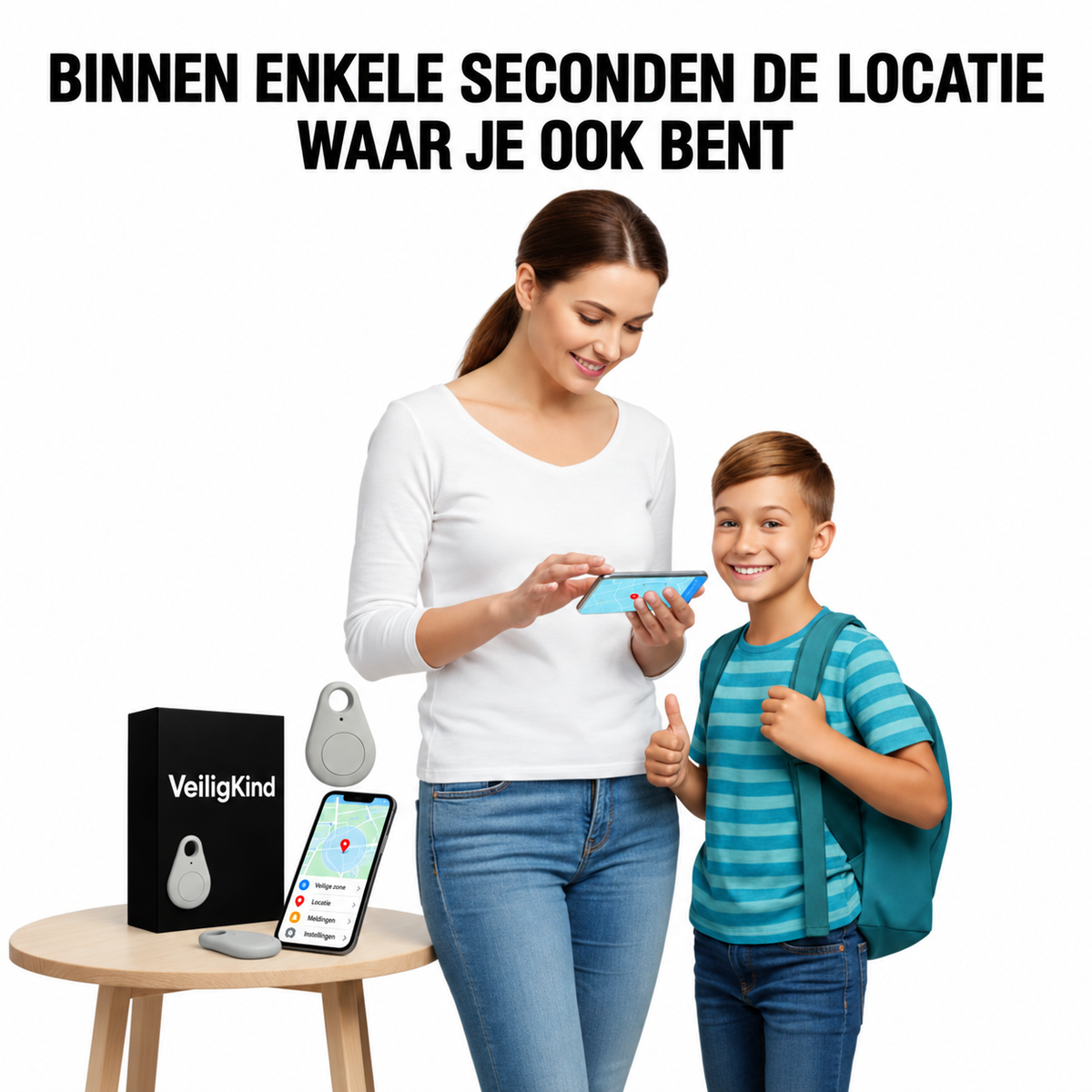Mini Tracker met App | Voor Kinderrugzakken, Sleutels en Tassen | Klein, Licht en Makkelijk Mee te Nemen | BLYSARA