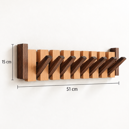 Clavis | Houten piano kapstok met inklapbare haken