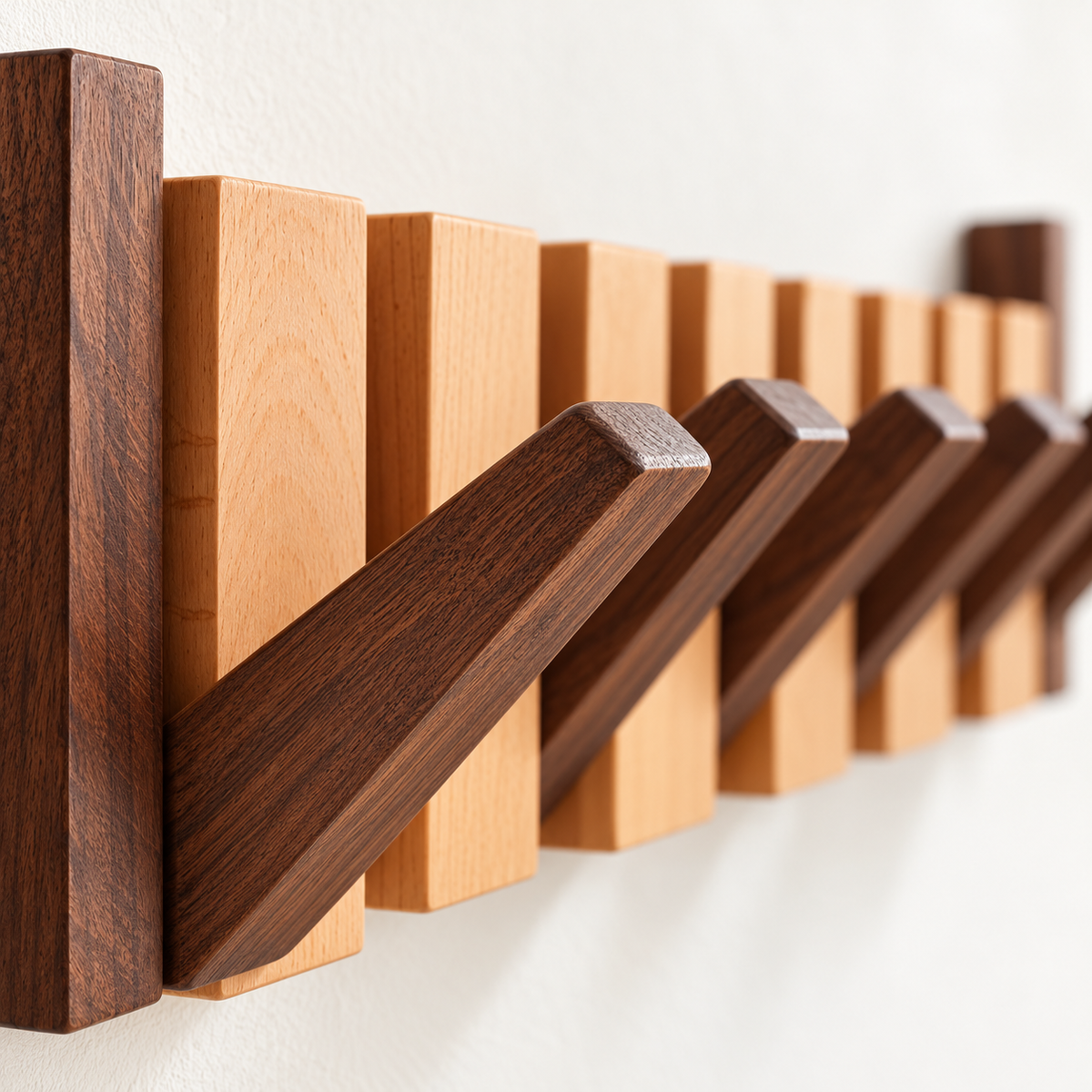 Clavis | Houten piano kapstok met inklapbare haken