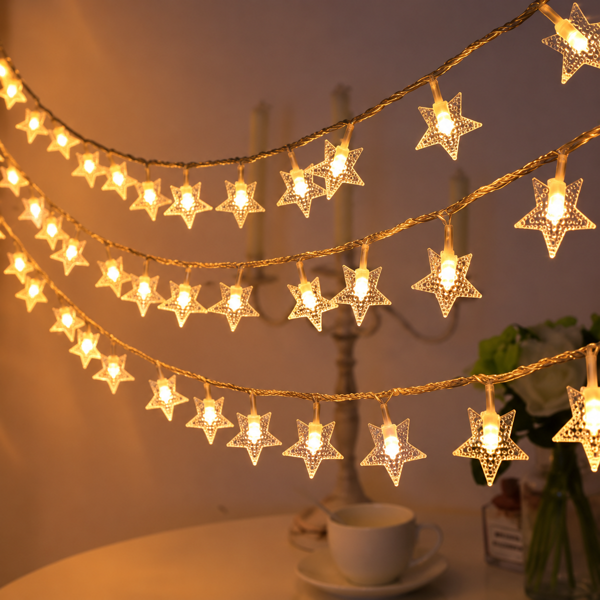 LED kerstverlichting met sterren of bolletjes – USB of solar