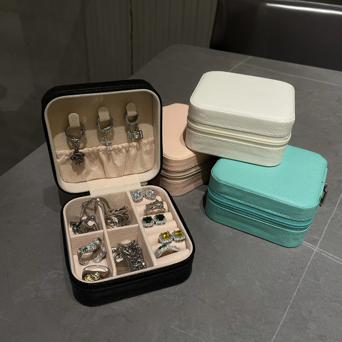 Compact Sieradendoosje met Rits – Reis Sieraden Organizer