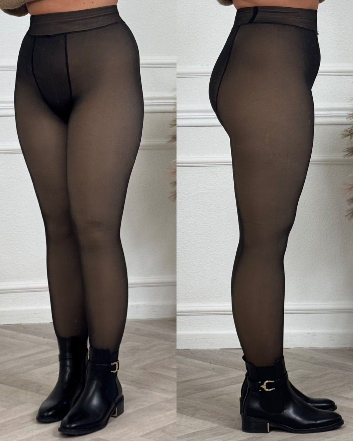 Fake Translucent Fleece Panty - Black