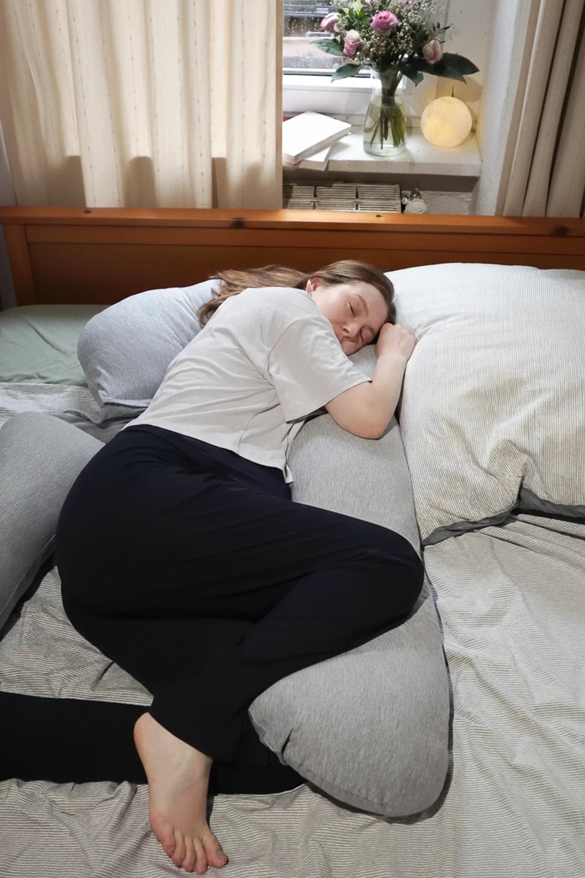 MamaToBe® Katoenen zwangerschapskussen 3-in-1 met voedingsfunctie - grijs