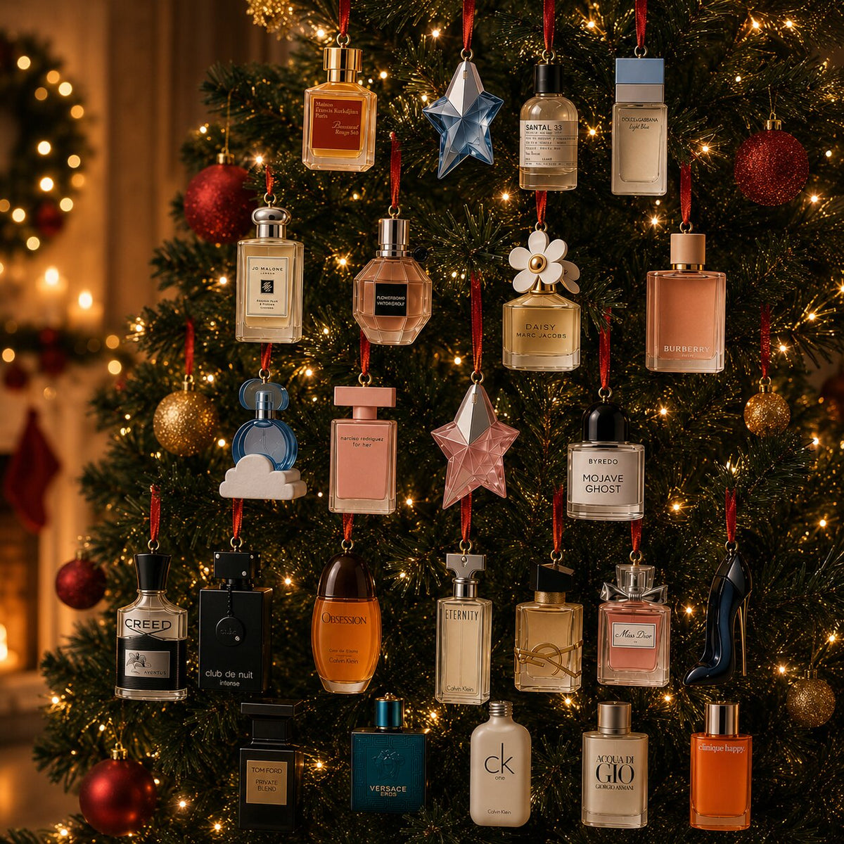 Adventskalender met 2D-hangers | Parfumflaconmotieven zonder parfum