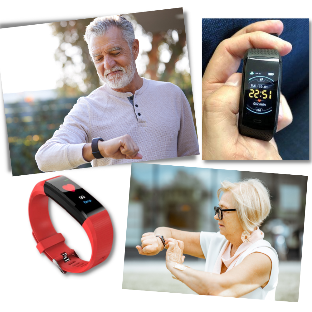 VitaBand | Senioren Smartwatch met Gezondheidsmonitor en Groot LED-Scherm