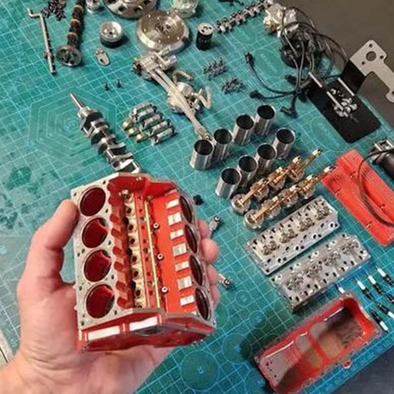 V8-motor bouwpakket | Miniatuur benzinemotor voor modelbouw